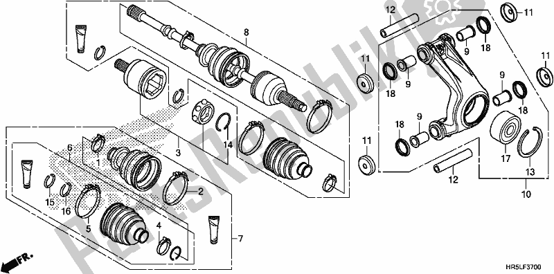 Tutte le parti per il Rear Knuckle/rear Driveshaft del Honda TRX 520 FM6 2020