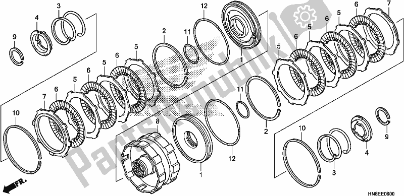 All parts for the Clutch (2-3) of the Honda TRX 680 FA 2017