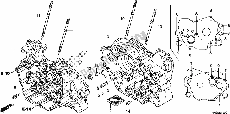 All parts for the Crankcase of the Honda TRX 680 FA 2017