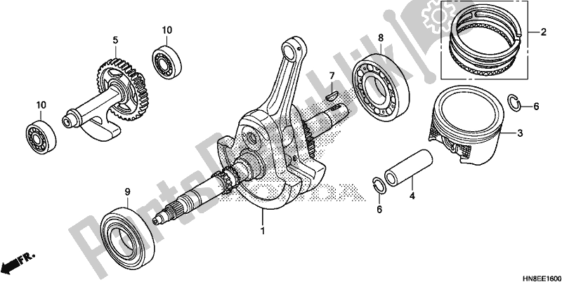 All parts for the Crankshaft/piston of the Honda TRX 680 FA 2017