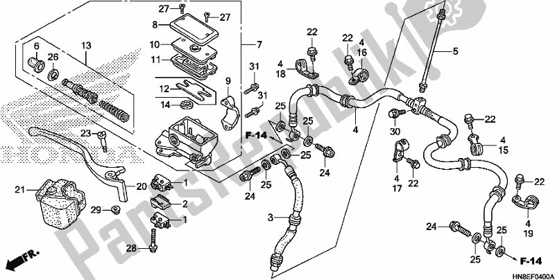 All parts for the Fr. Brake Master Cylinder of the Honda TRX 680 FA 2017