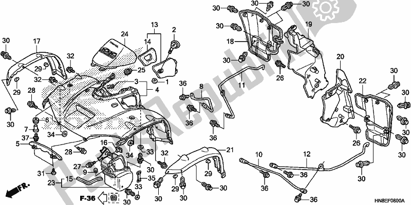 All parts for the Front Fender of the Honda TRX 680 FA 2017