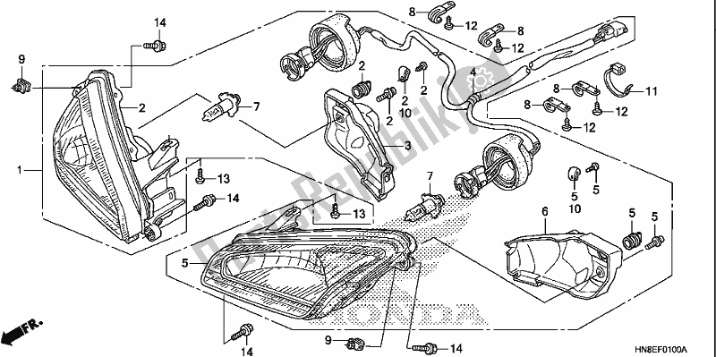 All parts for the Headlight of the Honda TRX 680 FA 2017