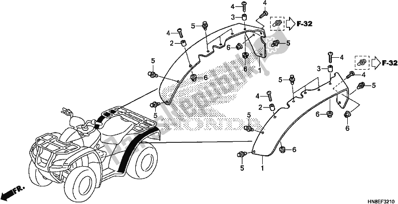 All parts for the Over Fender of the Honda TRX 680 FA 2017