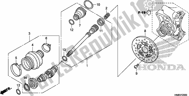 All parts for the Propeller Shaft of the Honda TRX 680 FA 2017