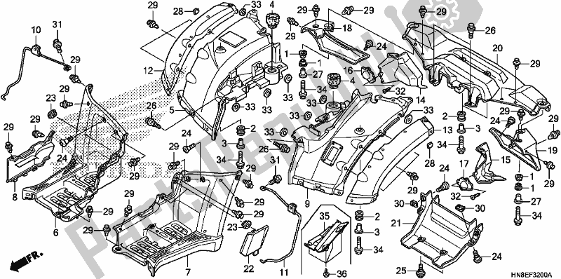 Todas las partes para Guardabarros Trasero de Honda TRX 680 FA 2017