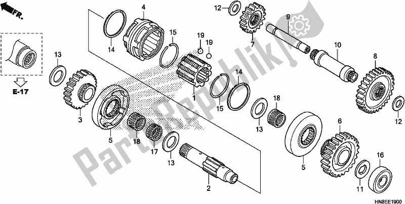 All parts for the Reverse Gear of the Honda TRX 680 FA 2017