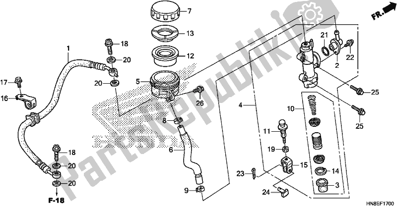 All parts for the Rr. Brake Master Cylinder of the Honda TRX 680 FA 2017