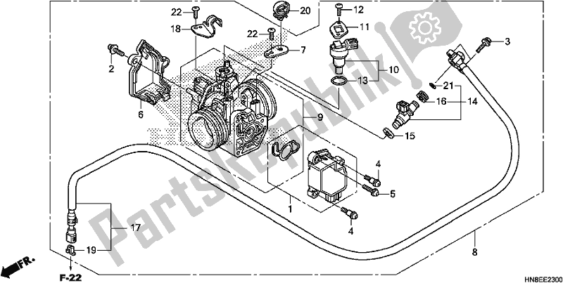 All parts for the Throttle Body of the Honda TRX 680 FA 2017