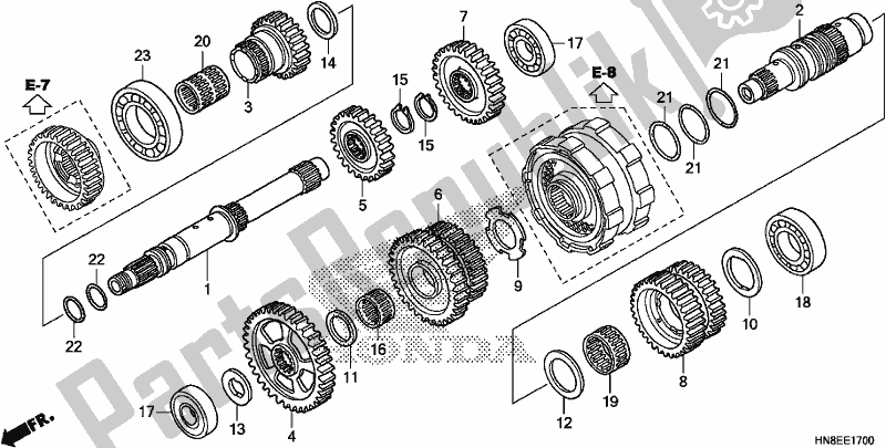 All parts for the Transmission of the Honda TRX 680 FA 2017