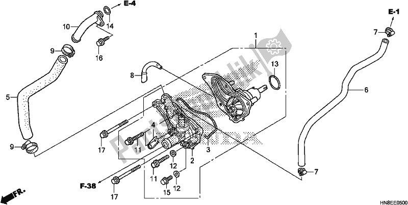 All parts for the Water Pump of the Honda TRX 680 FA 2017