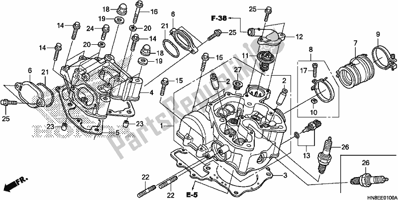 Alle onderdelen voor de Cilinderkop van de Honda TRX 680 FA 2018