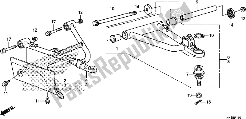 All parts for the Front Arm of the Honda TRX 680 FA 2018