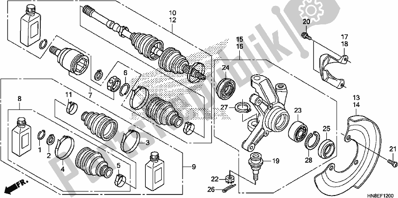 Toutes les pièces pour le Phalange Avant du Honda TRX 680 FA 2018