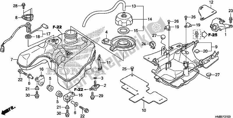 All parts for the Fuel Tank of the Honda TRX 680 FA 2018