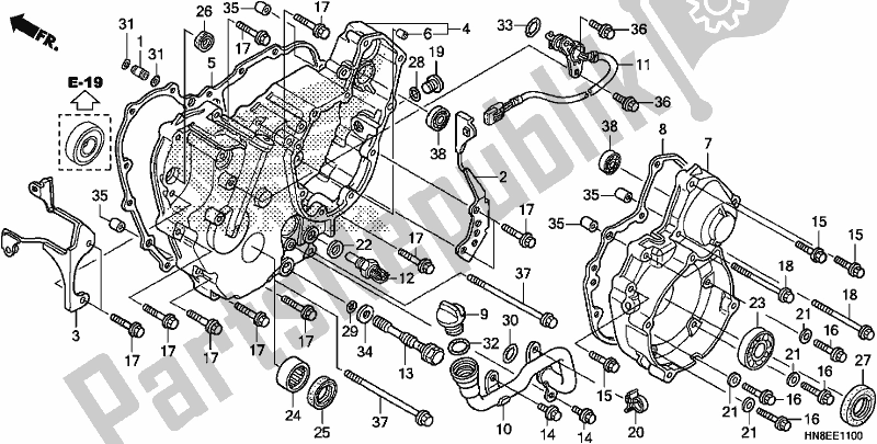 Toutes les pièces pour le Couvercle De Carter Arrière du Honda TRX 680 FA 2018