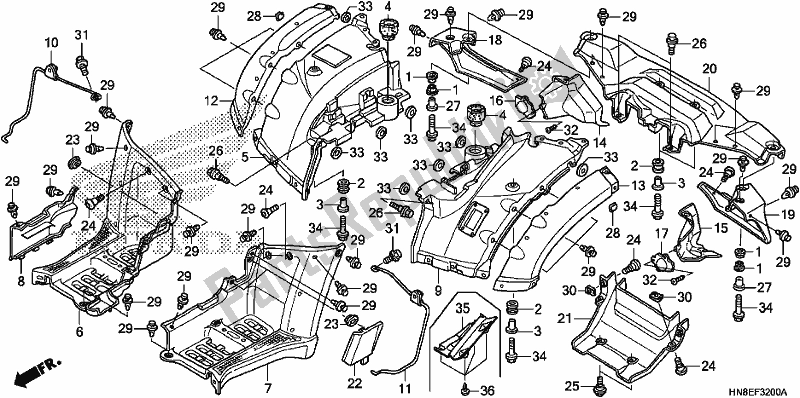 Todas las partes para Guardabarros Trasero de Honda TRX 680 FA 2018