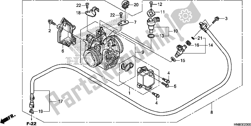 All parts for the Throttle Body of the Honda TRX 680 FA 2018