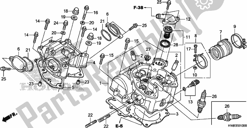 Alle onderdelen voor de Cilinderkop van de Honda TRX 680 FA 2019