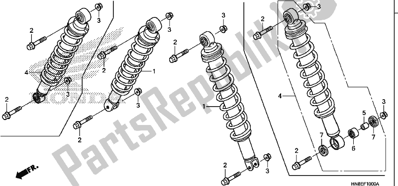 All parts for the Front Cushion of the Honda TRX 680 FA 2019