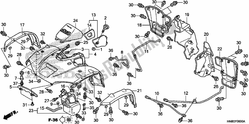 Tutte le parti per il Parafango Anteriore del Honda TRX 680 FA 2019