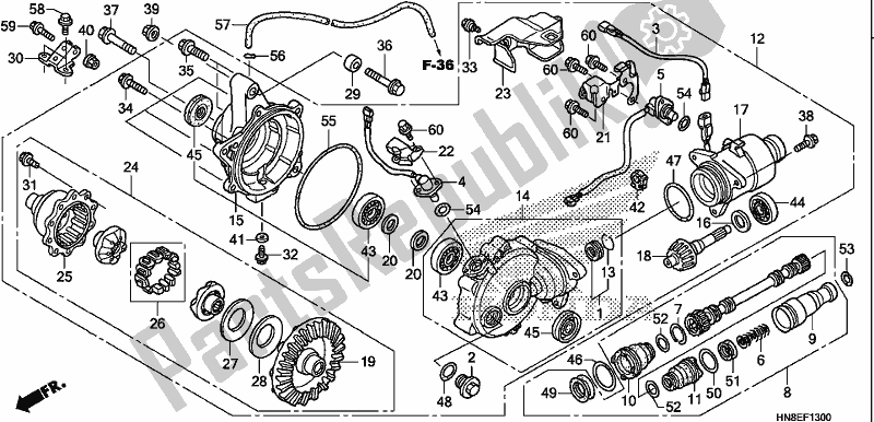 All parts for the Front Final Gear of the Honda TRX 680 FA 2019