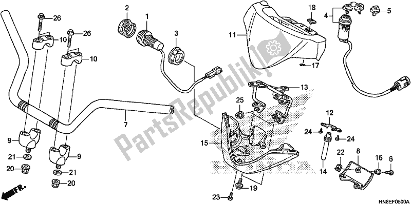 All parts for the Handle Pipe of the Honda TRX 680 FA 2019