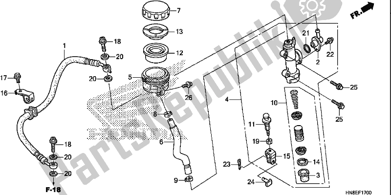 Tutte le parti per il Pompa Freno Posteriore del Honda TRX 680 FA 2019