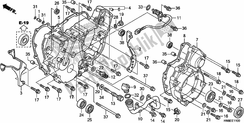 Todas las partes para Tapa Trasera Del Cárter de Honda TRX 680 FA 2019