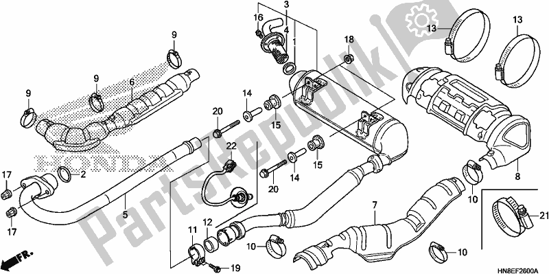 Tutte le parti per il Silenziatore Di Scarico del Honda TRX 680 FA 2020