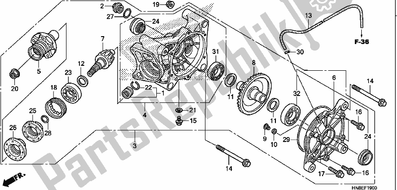 Tutte le parti per il Ingranaggio Finale Guidato del Honda TRX 680 FA 2020