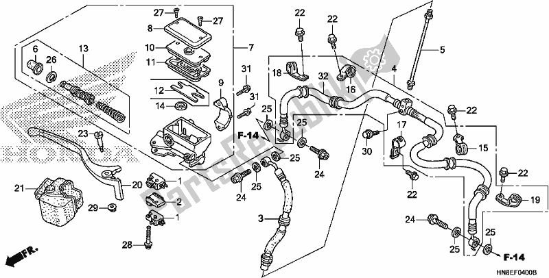 Todas las partes para Cilindro Maestro Del Freno Delantero de Honda TRX 680 FA 2020