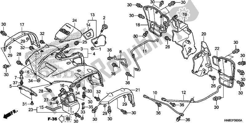 All parts for the Front Fender of the Honda TRX 680 FA 2020