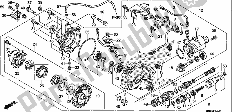 Todas las partes para Engranaje Final Delantero de Honda TRX 680 FA 2020