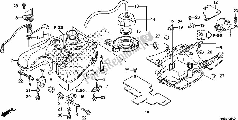 Tutte le parti per il Serbatoio Di Carburante del Honda TRX 680 FA 2020