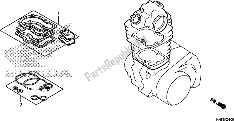 Alle onderdelen voor de Pakkingset A van de Honda TRX 680 FA 2020