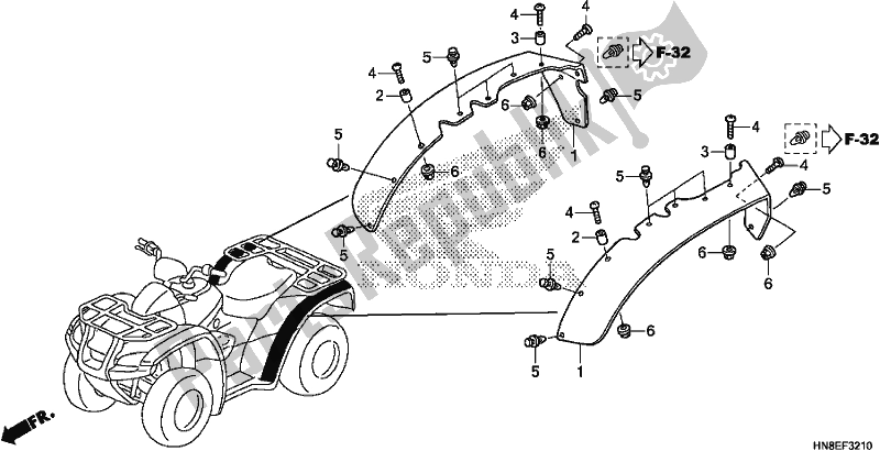 Todas las partes para Sobre Guardabarros de Honda TRX 680 FA 2020