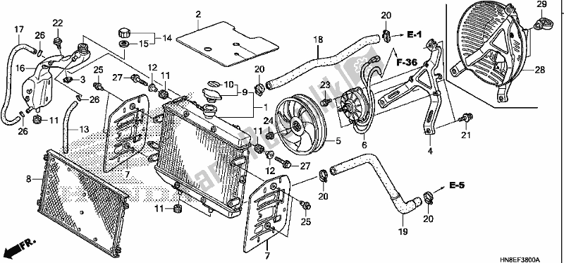 All parts for the Radiator of the Honda TRX 680 FA 2020