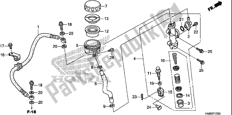 Todas las partes para Cilindro Maestro Del Freno Trasero de Honda TRX 680 FA 2020