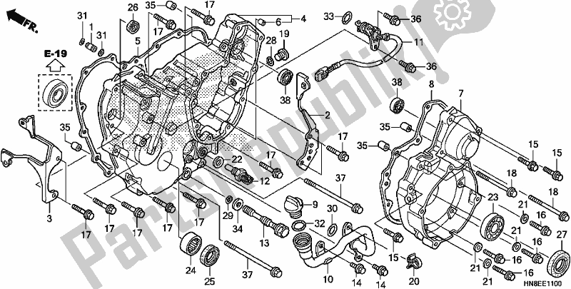 Todas las partes para Tapa Trasera Del Cárter de Honda TRX 680 FA 2020