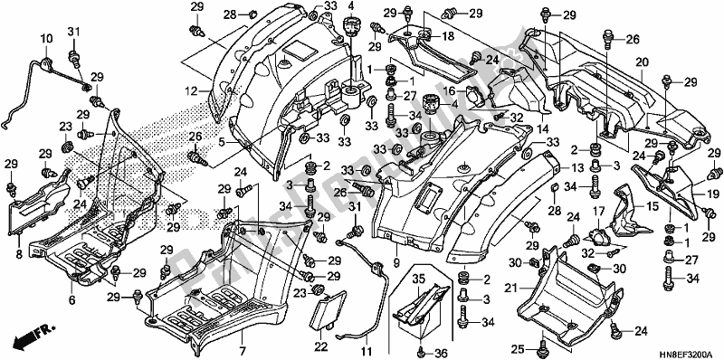 Todas las partes para Guardabarros Trasero de Honda TRX 680 FA 2020