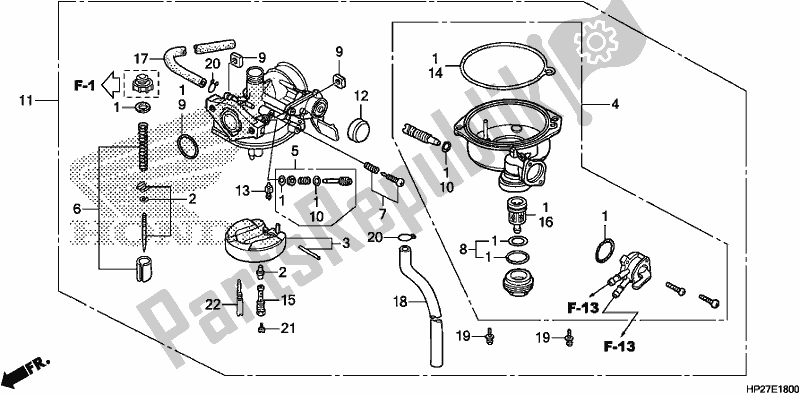 All parts for the Carburetor of the Honda TRX 90X Sportrax 2017