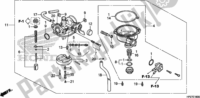 All parts for the Carburetor of the Honda TRX 90X Sportrax 2017