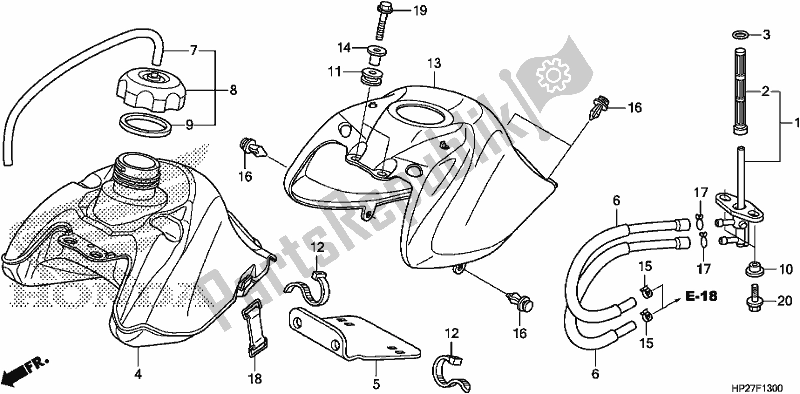 Todas as partes de Tanque De Combustível do Honda TRX 90X Sportrax 2017