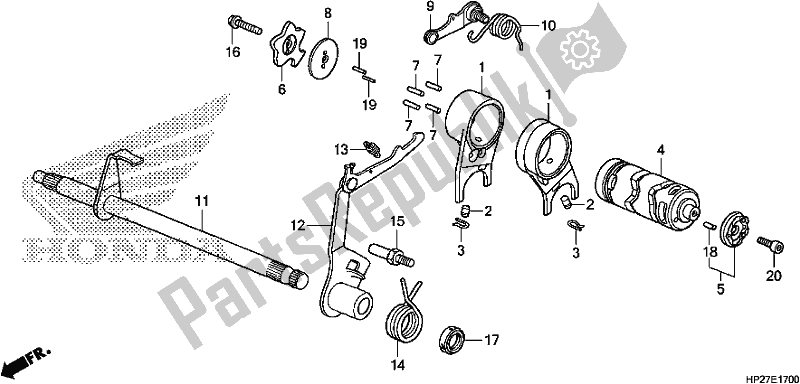 All parts for the Gearshift Drum of the Honda TRX 90X Sportrax 2017