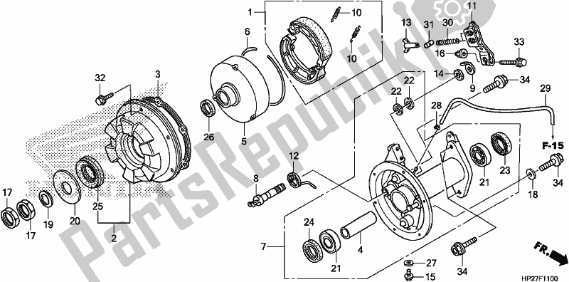 All parts for the Rear Brake Panel of the Honda TRX 90X Sportrax 2017