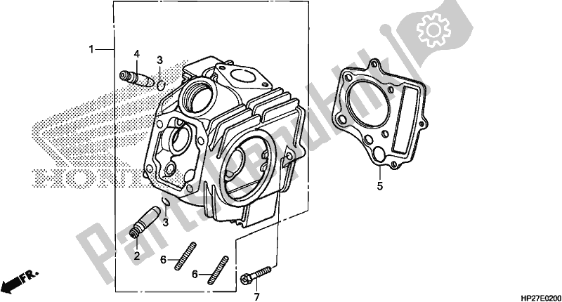 All parts for the Cylinder Head of the Honda TRX 90X Sportrax 2018