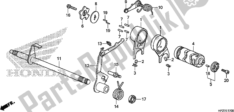 All parts for the Gearshift Drum of the Honda TRX 90X Sportrax 2018