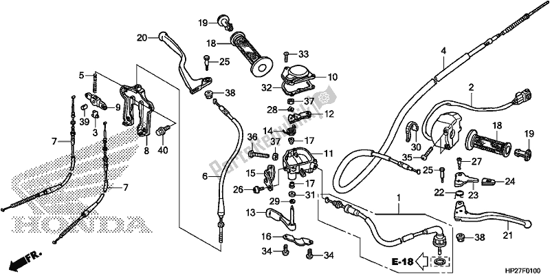 Alle onderdelen voor de Handle Lever/switch/cable van de Honda TRX 90X Sportrax 2018