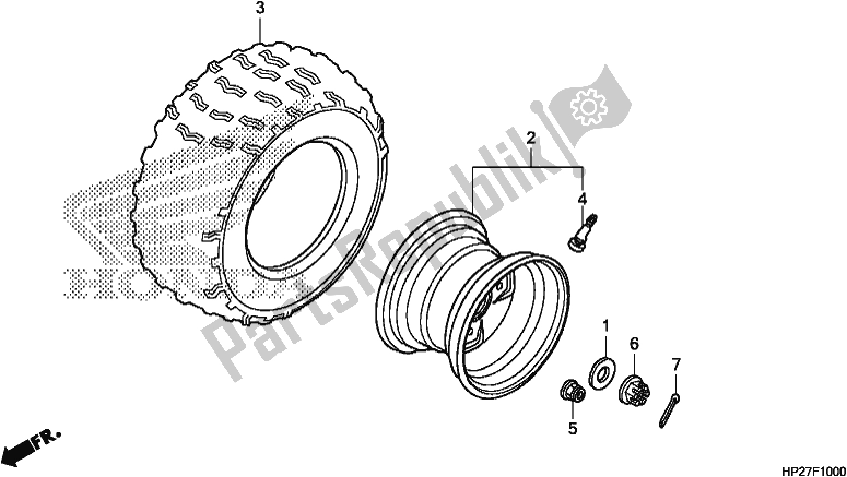 All parts for the Rear Wheel of the Honda TRX 90X Sportrax 2018